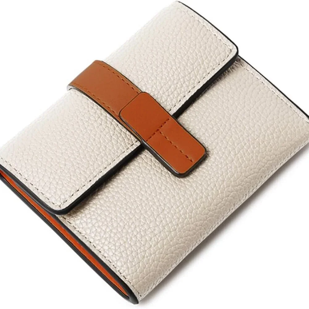 Leather Womens Wallet Compact RFID Trifold with Card Slots Coin Pocket